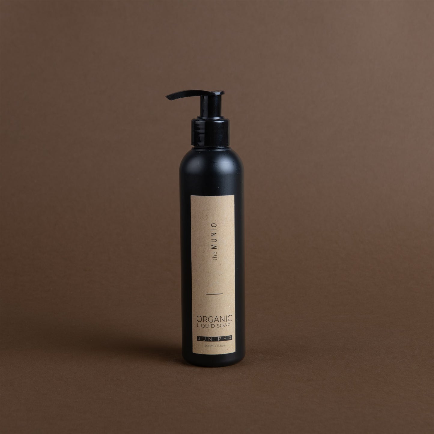 Juniper organic liquid soap in 200ml black bottle