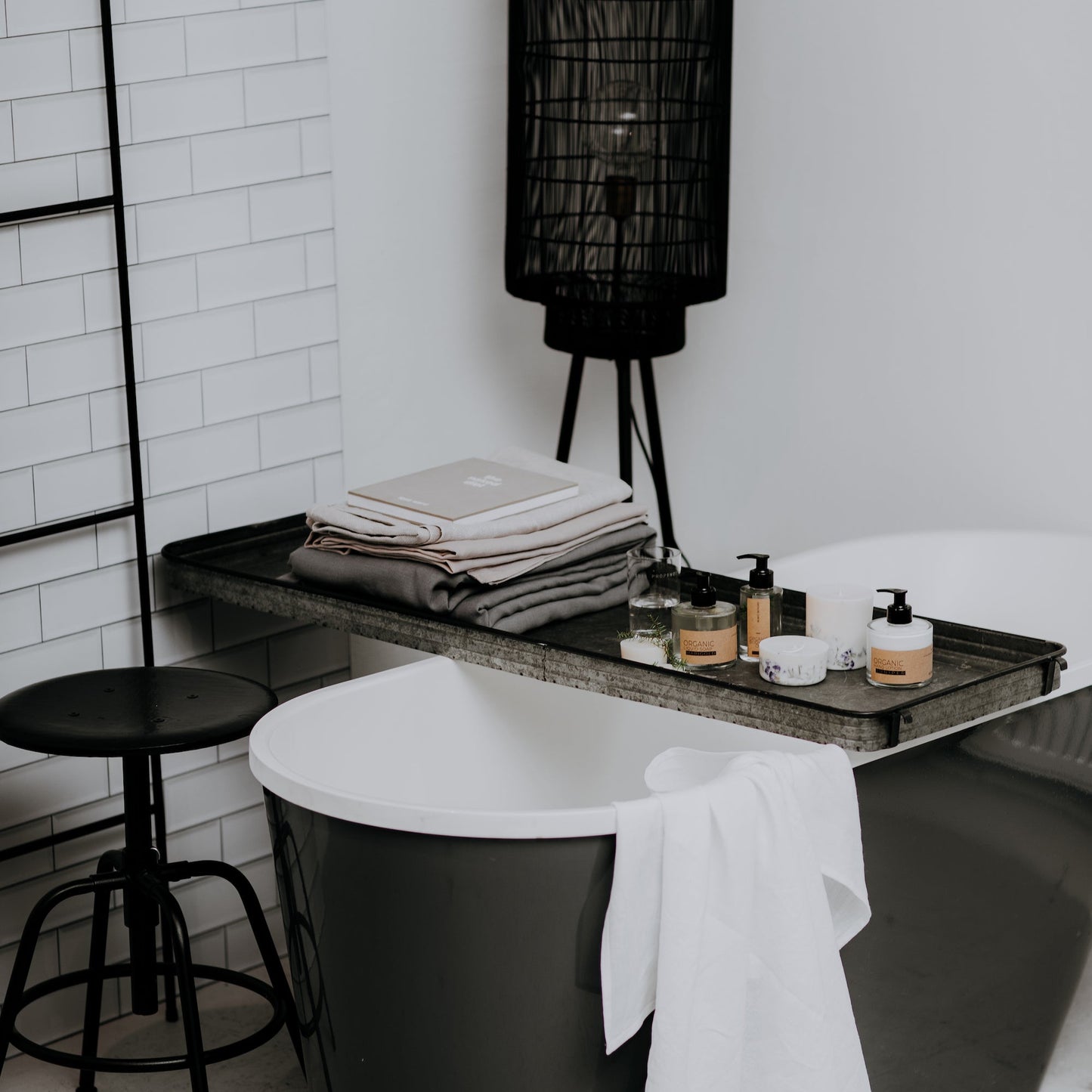 Lavender organic hand lotion in glass bottle