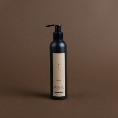 Lavender organic hand lotion in black 200ml bottle