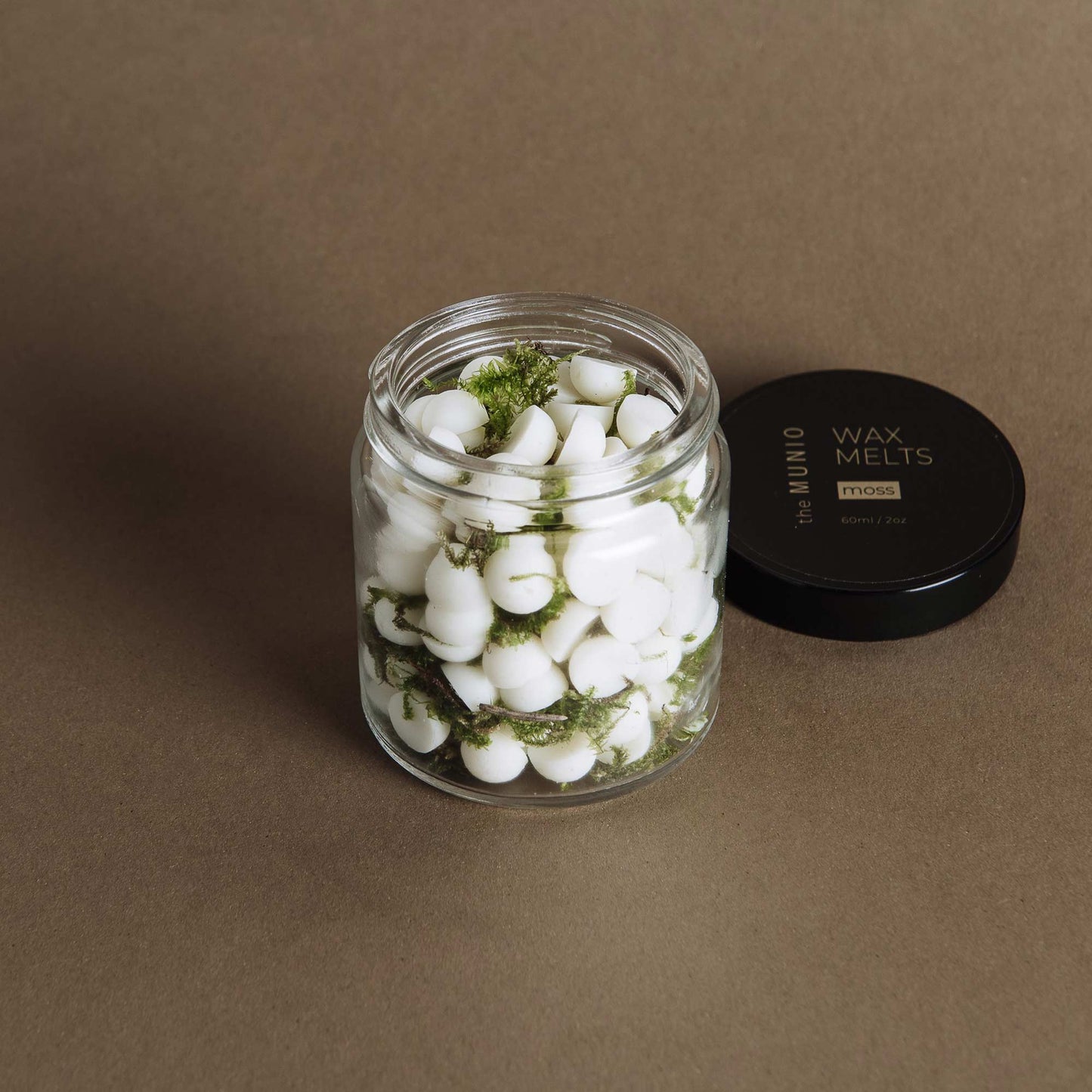 Moss mini wax melts in glass votive