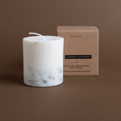 Linden flowers pillar candle