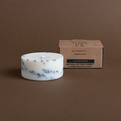 Lavender mini pillar candle