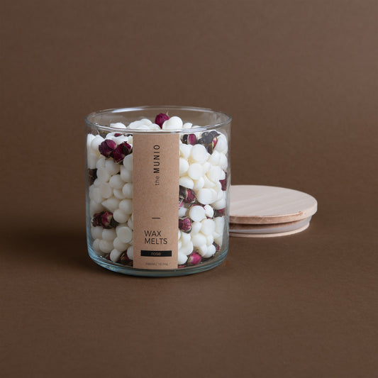 Rose wax melts in glass votive