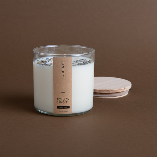 Lavender candle in glass votive