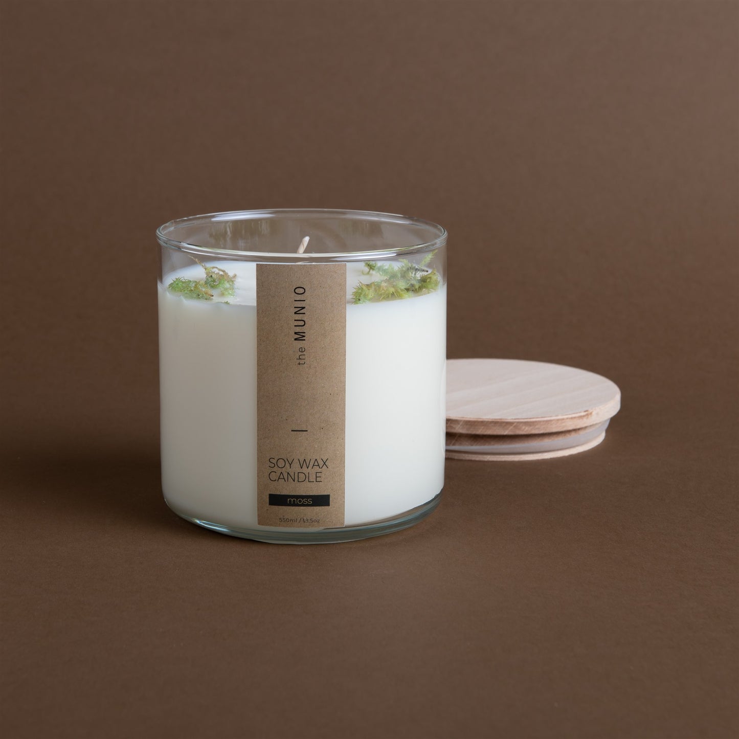 Moss candle in glass votive