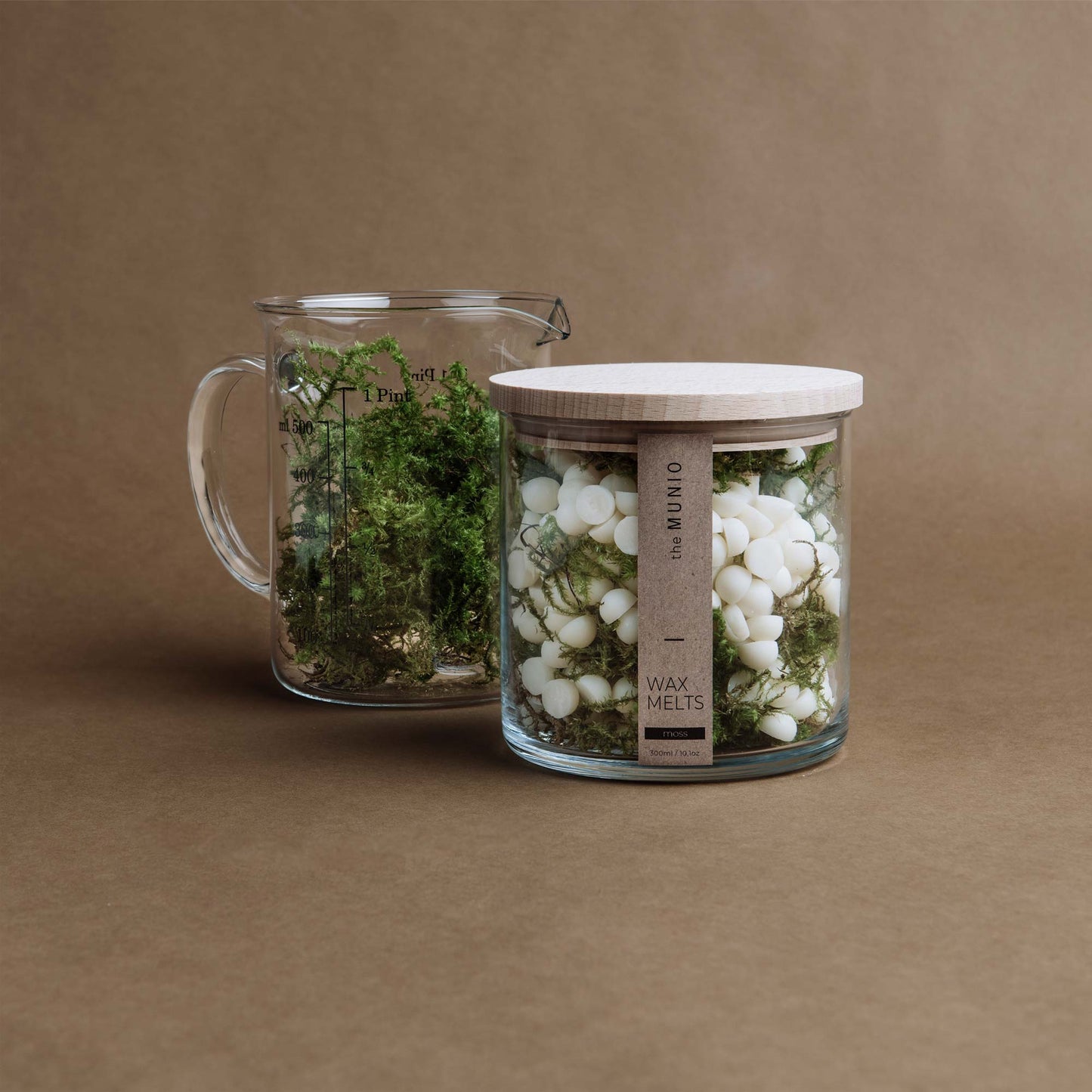 Moss wax melts in glass votive