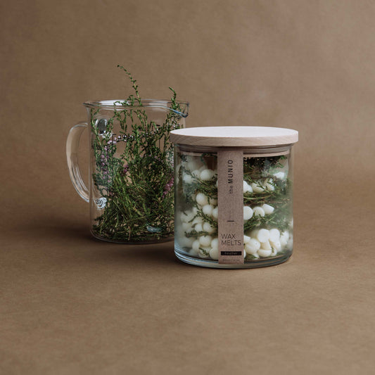 Heather wax melts in glass votive