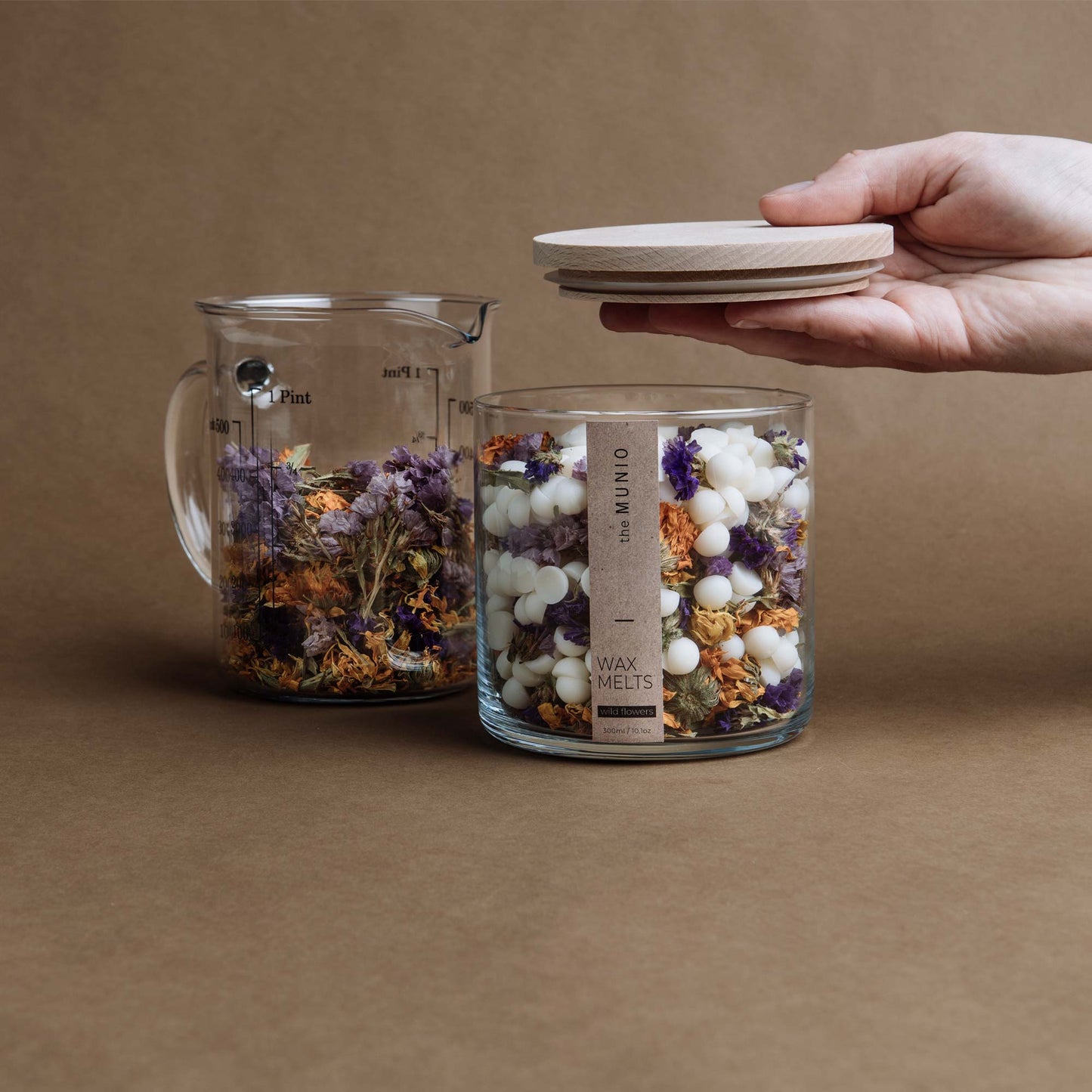 Wild flowers wax melts in glass votive