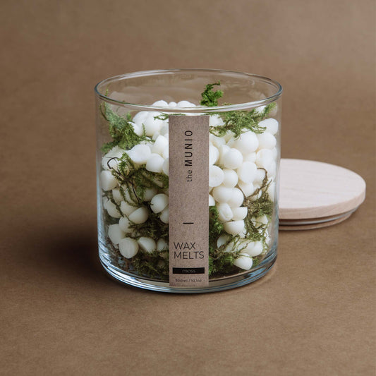 Moss wax melts in glass votive
