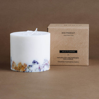 Wild flowers large 3-wick pillar candle