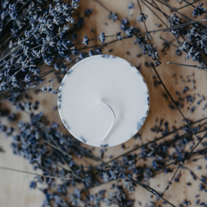 Lavender mini pillar candle