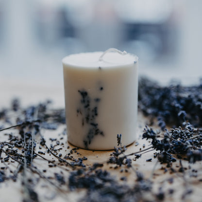 Lavender pillar candle
