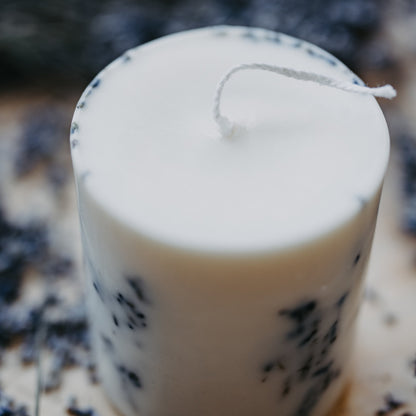 Lavender pillar candle