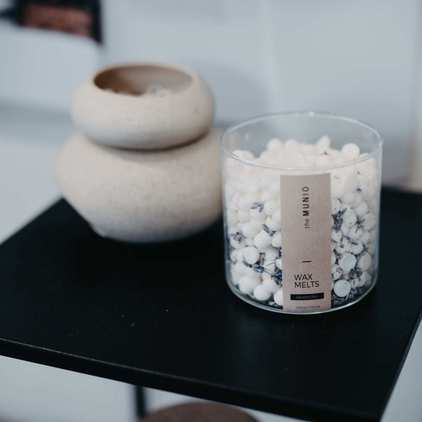 Lavender wax melts in glass votive