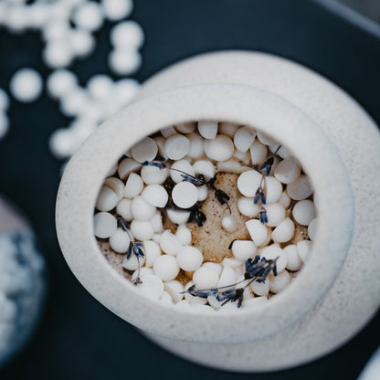 Lavender wax melts in glass votive