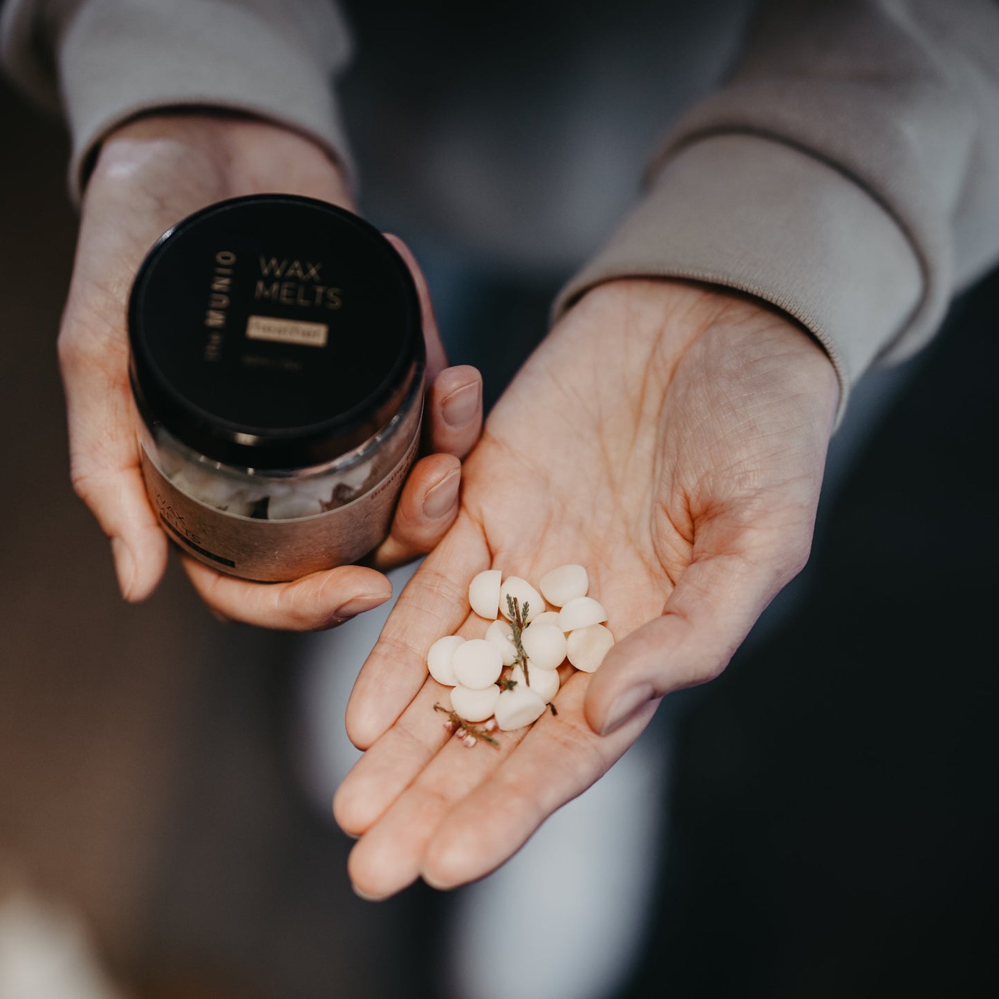 Heather mini wax melts in glass votive
