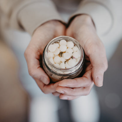 Heather mini wax melts in glass votive