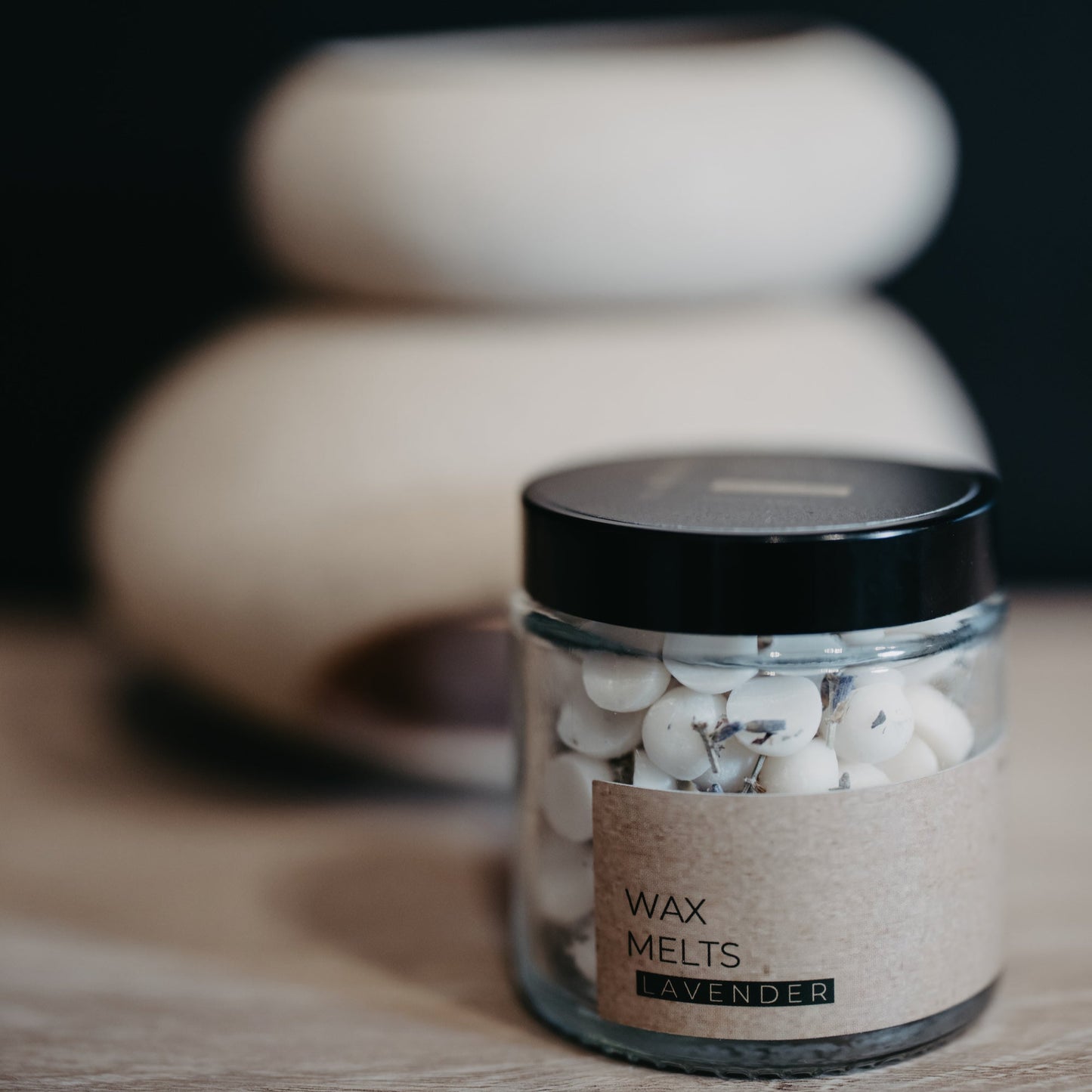 Lavender mini wax melts in glass votive