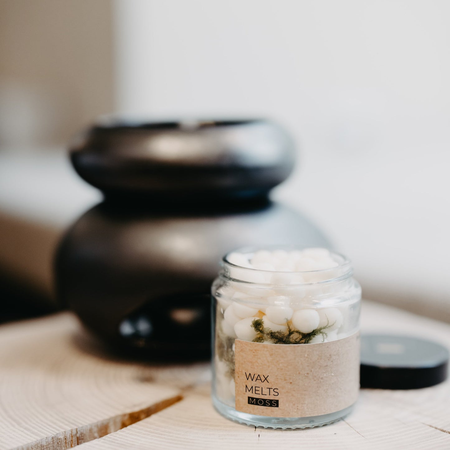 Moss mini wax melts in glass votive