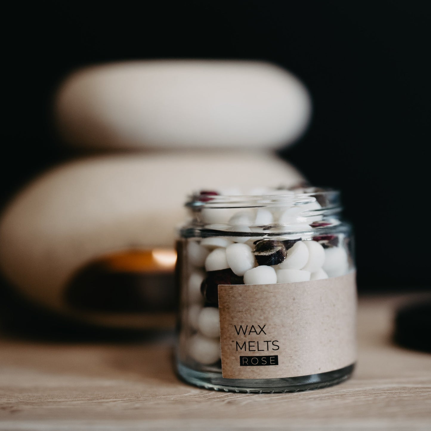 Rose mini wax melts in glass votive