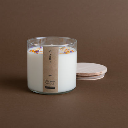 Wild flowers candle in glass votive