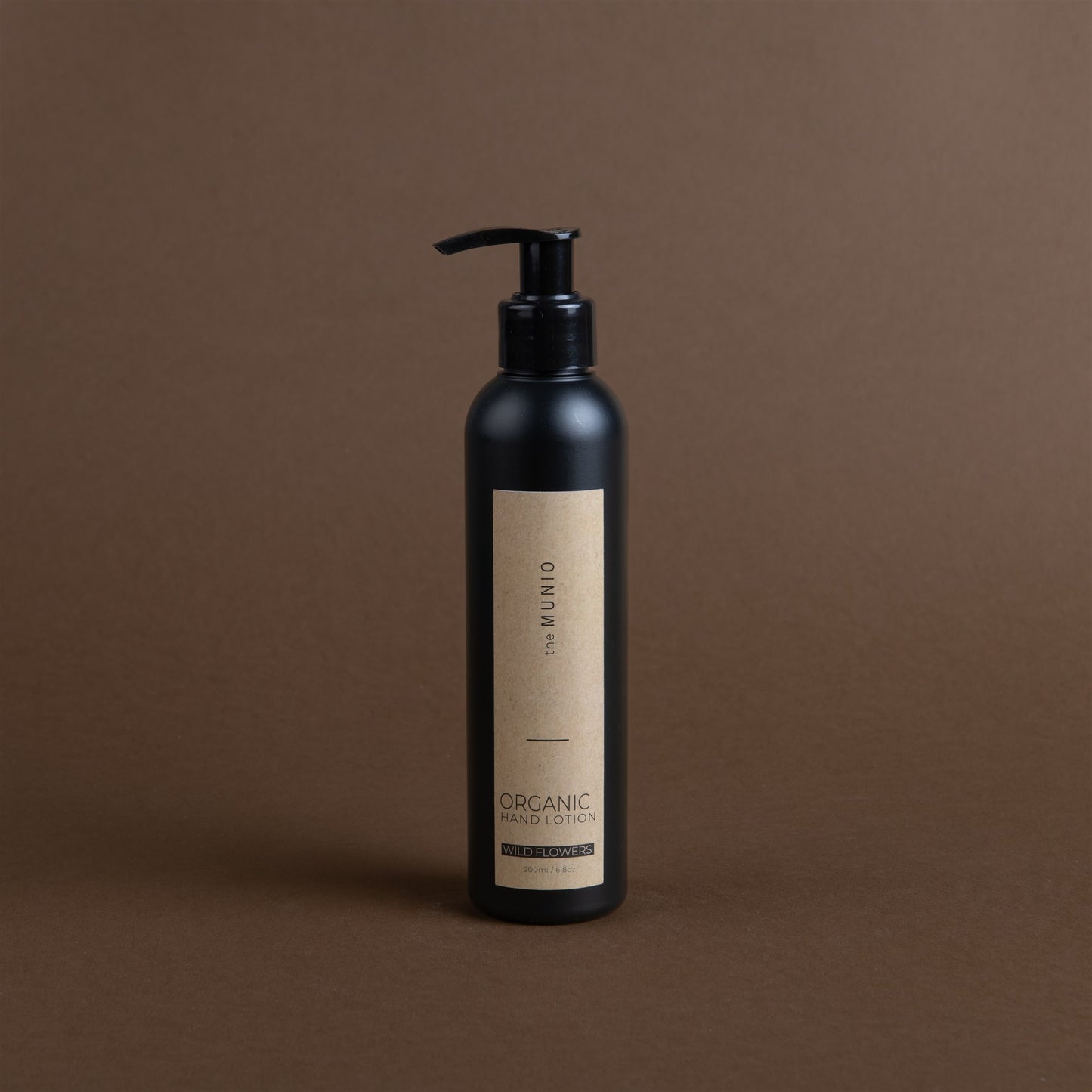 Wild flowers organic hand lotion in 200ml black bottle