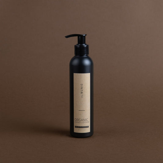 Wild flowers organic hand lotion in 200ml black bottle