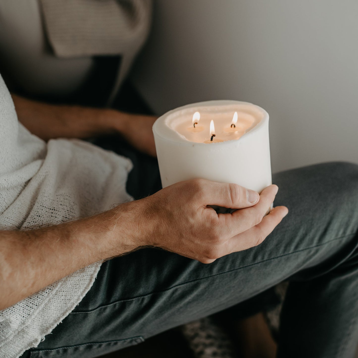 Lavender large 3-wick pillar candle