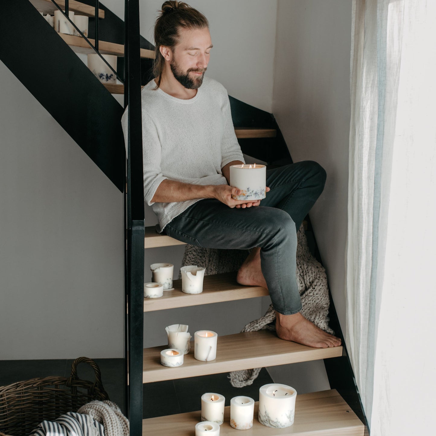 Linden flowers mini pillar candle