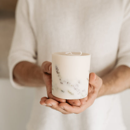 Heather pillar candle