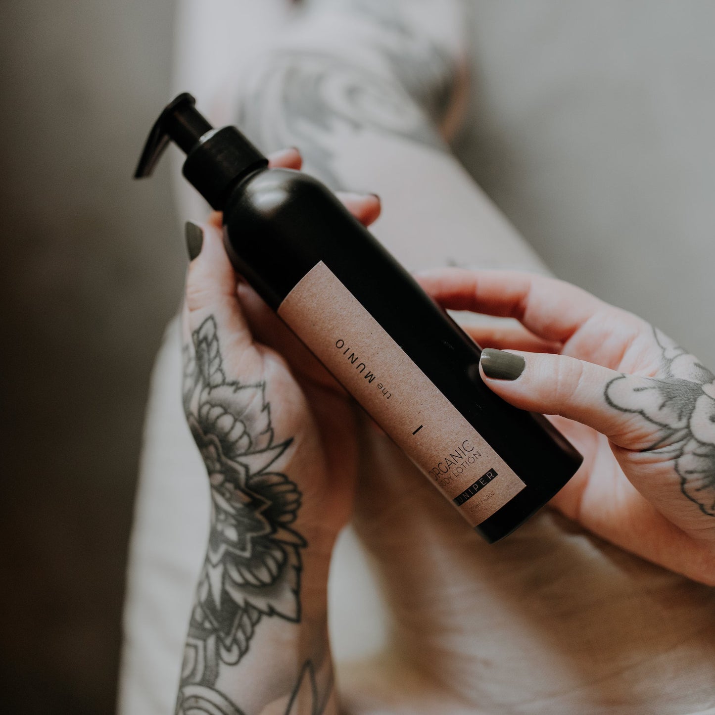 Juniper organic hand lotion in 200ml black bottle