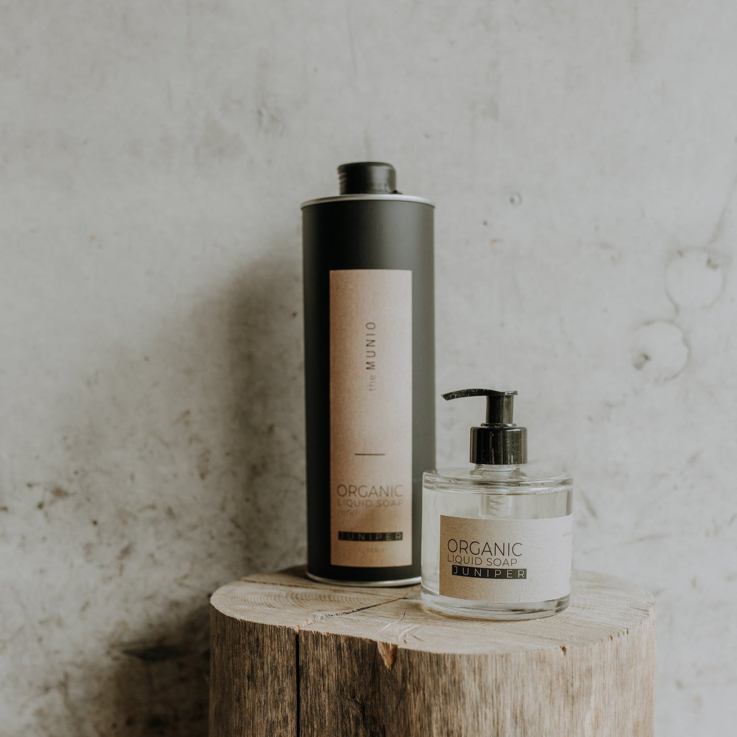 Juniper organic liquid soap in glass bottle