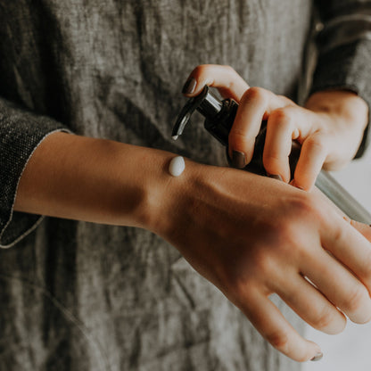 Wild flowers organic hand lotion in 200ml black bottle