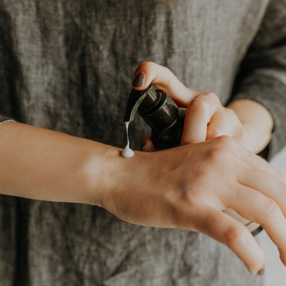 Heather organic hand lotion in 200ml black bottle